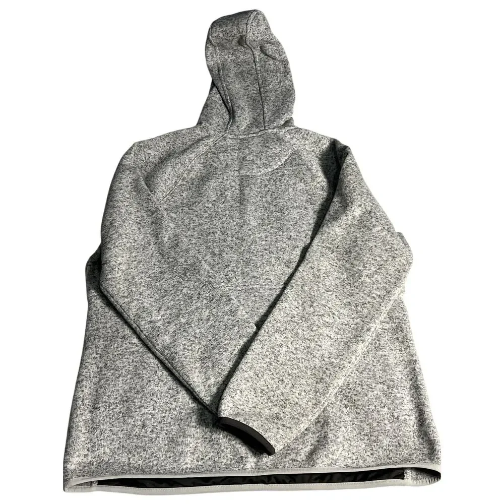 LL Bean Womens Sweater Fleece Pullover Hooded Grey Size L - Picture 2 of 8